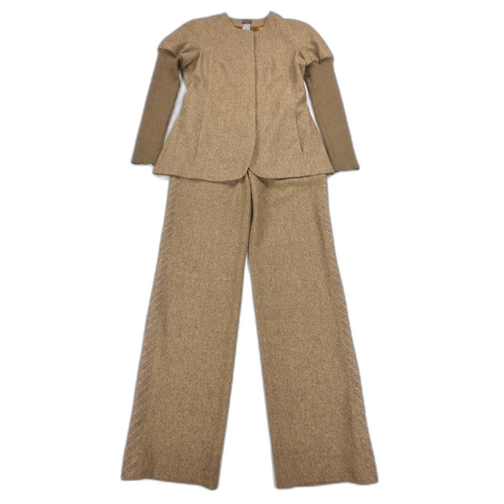 KENZO Paris Wool Cashmere Co-ord Suit Set Jacket Trouser Minimal Quiet Luxury 42